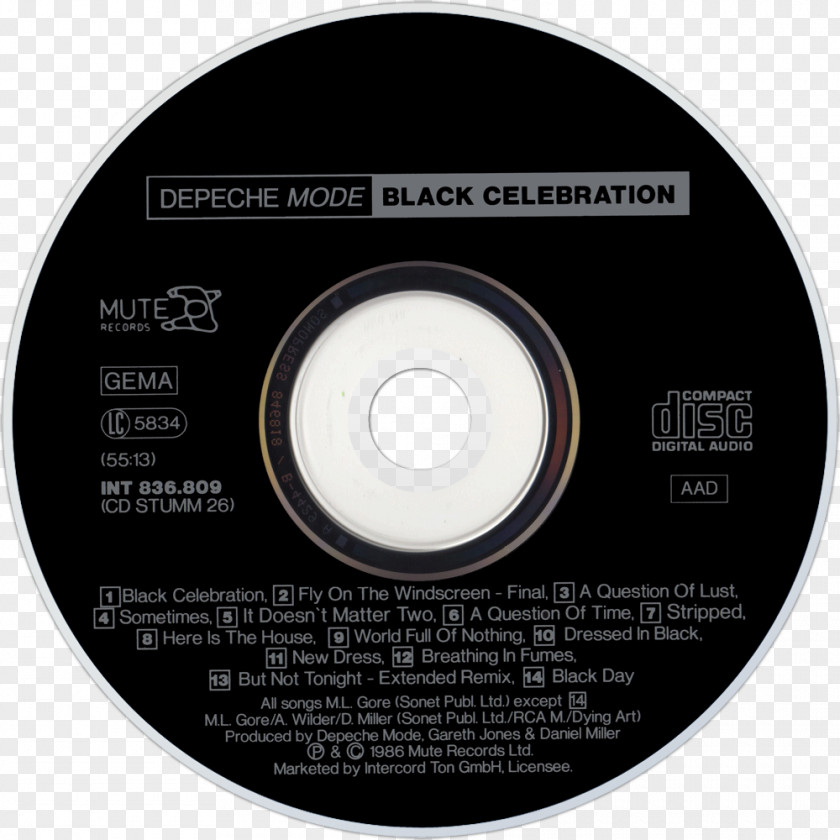 Depeche Mode Compact Disc Album Black Celebration Speak & Spell PNG