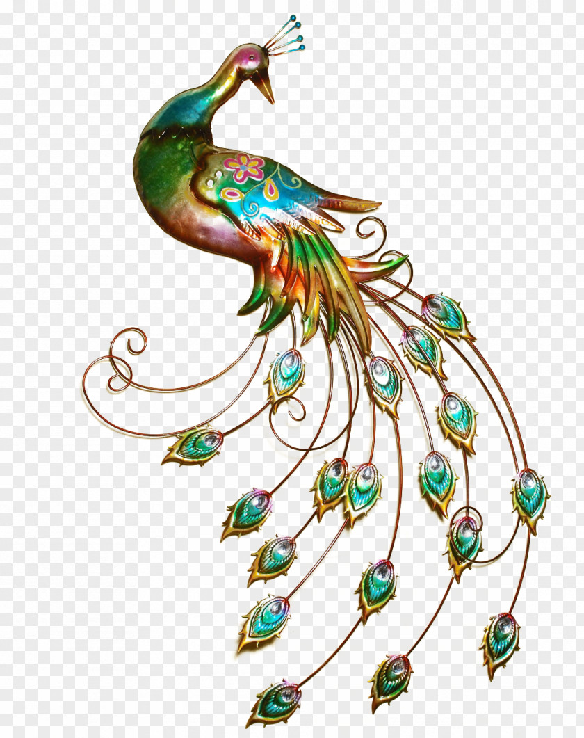 Iron Peacock Wall Living Room Peafowl Drawing PNG