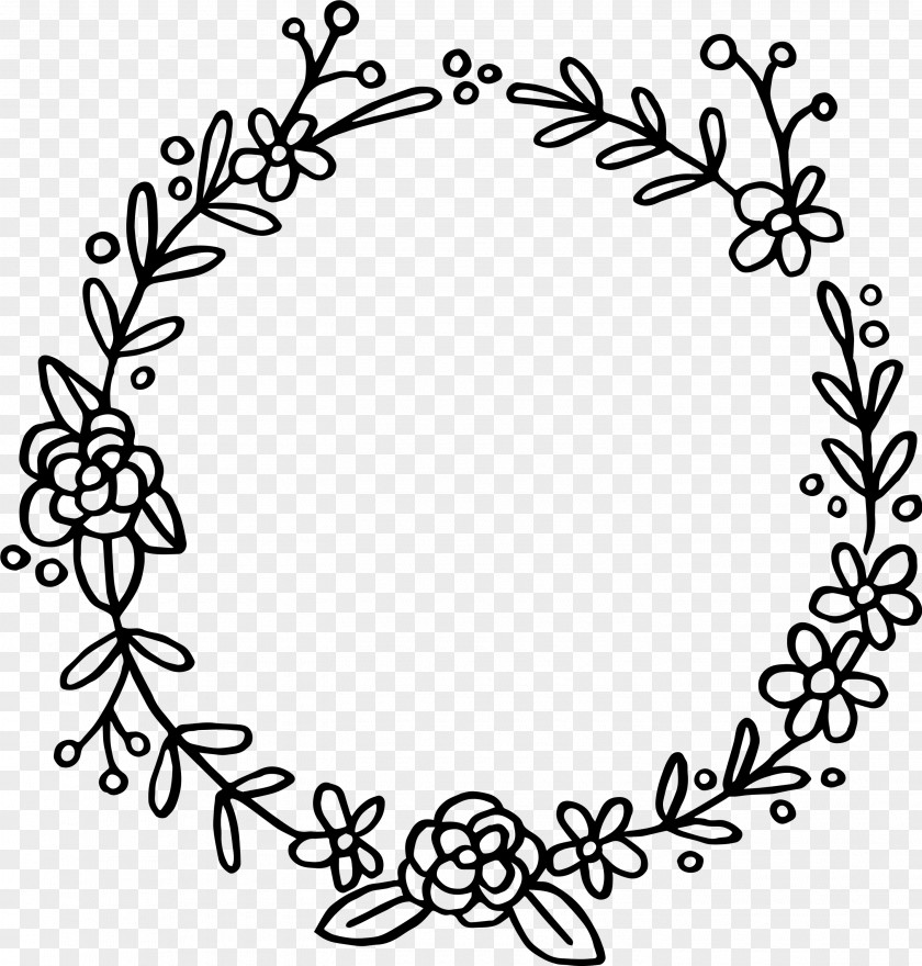 Floral Design Blackandwhite Flower Line Art PNG