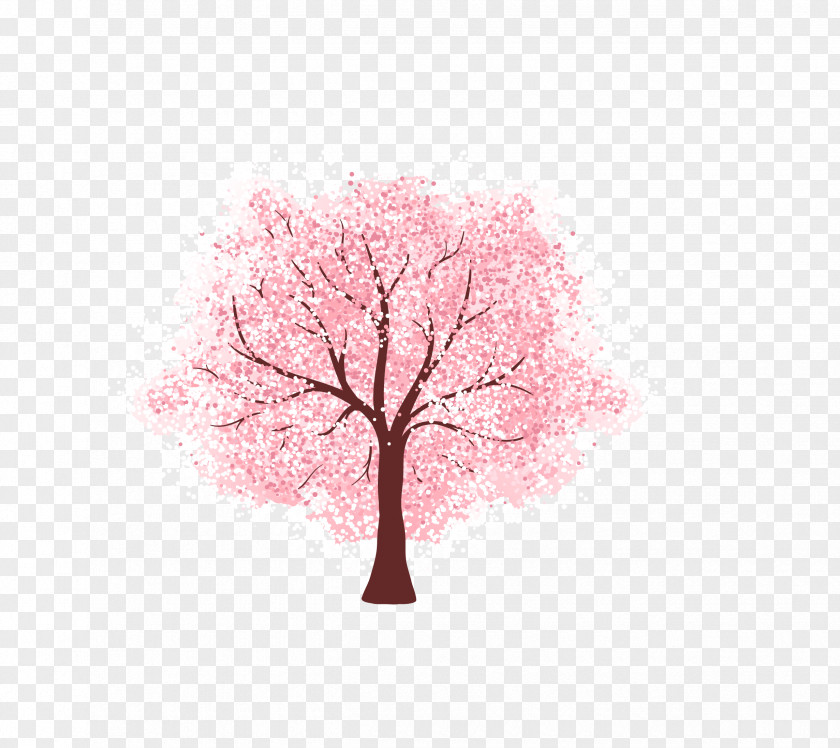 Vector Pink Whole Tree Cherry Romance In Japan Blossom Euclidean PNG