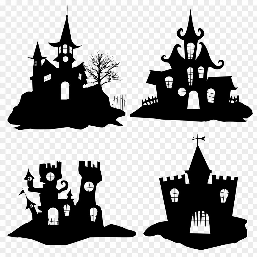 Halloween House Silhouette Icon PNG