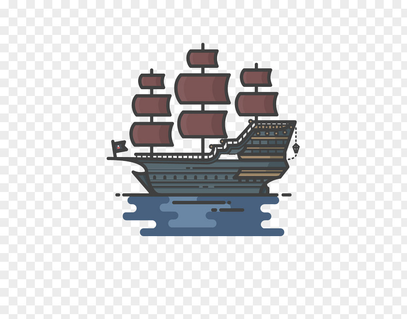 Ancient Sailing Ship Illustration PNG