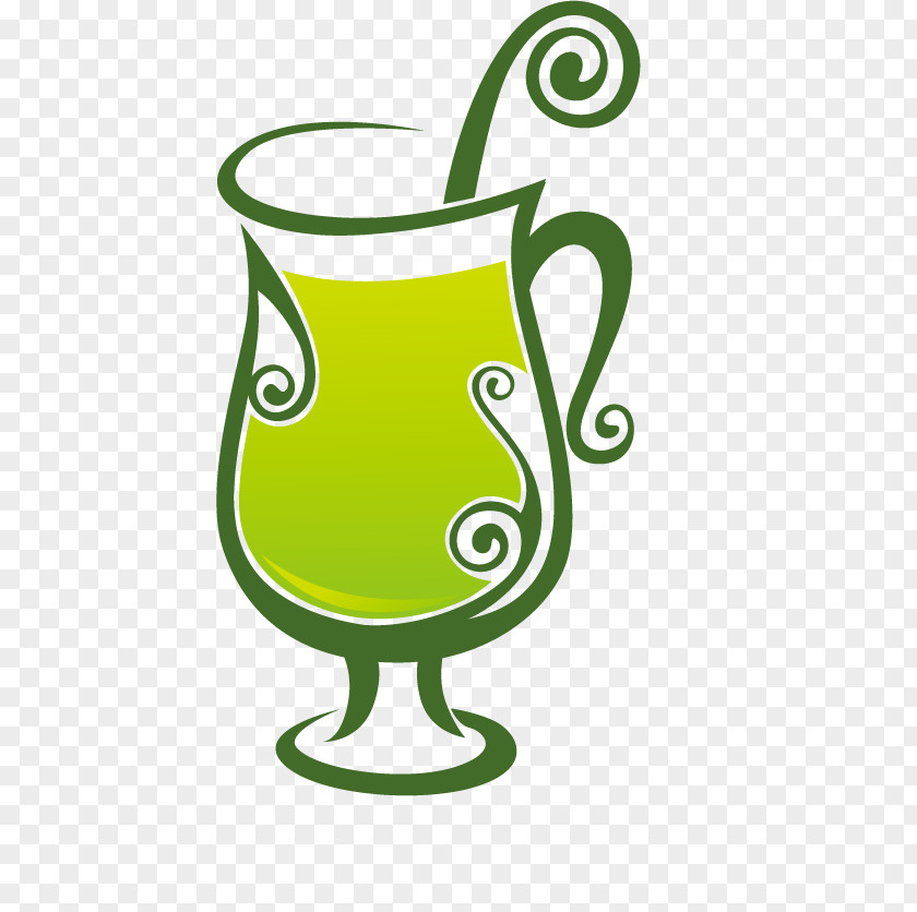 Cartoon Cup Green Tea PNG