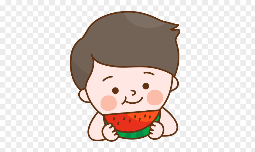 Child Eating Watermelon Drawing PNG