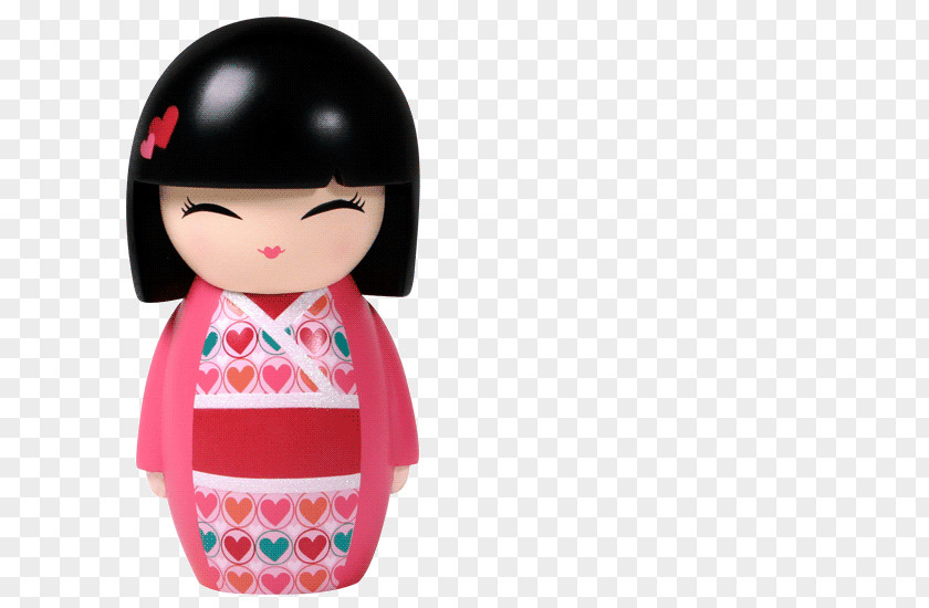 Magenta Kimono Doll Pink Toy Black Hair Figurine PNG