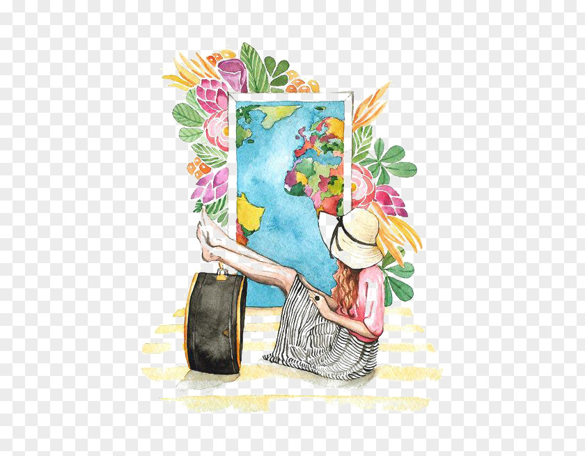 Drawing Girls Watercolor Painting Fashion Illustration Travel PNG