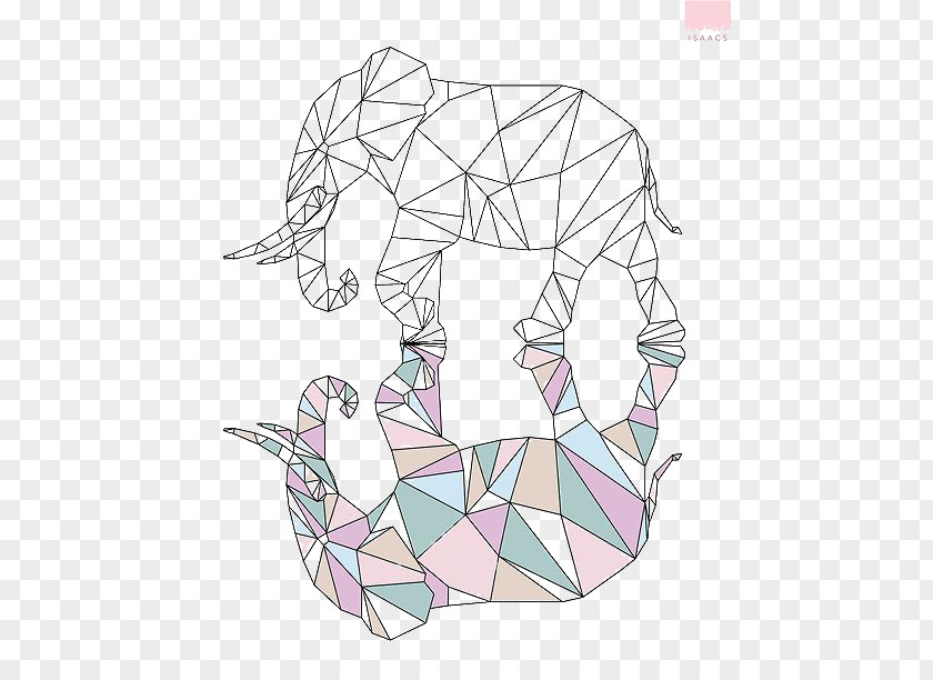 Elephant Geometry Drawing Art Illustration PNG