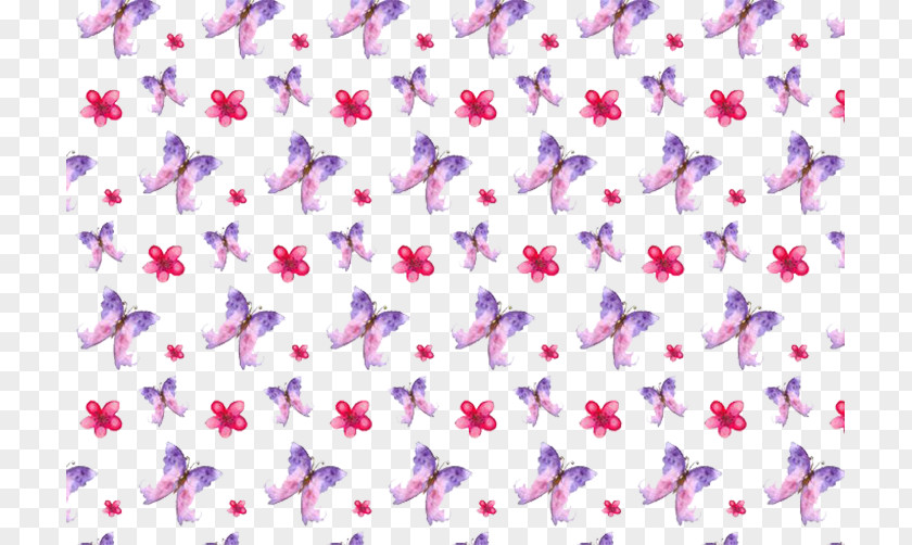 Purple Butterfly Red Flowers Watercolor Painting Shading Drawing PNG