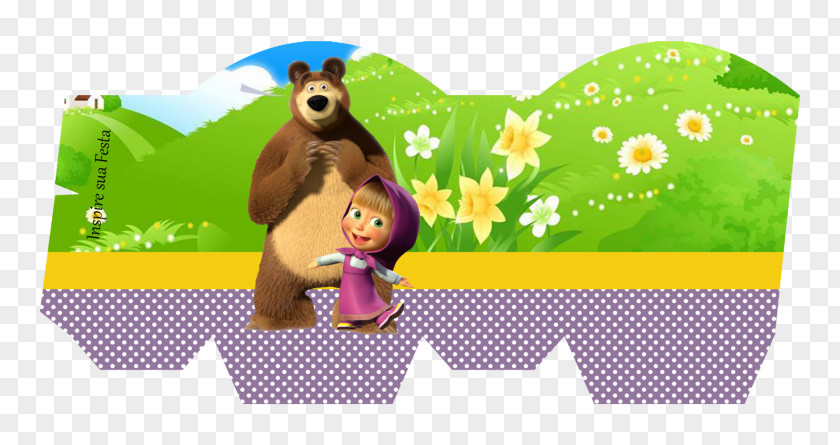 Bear Masha Party Convite Paper PNG