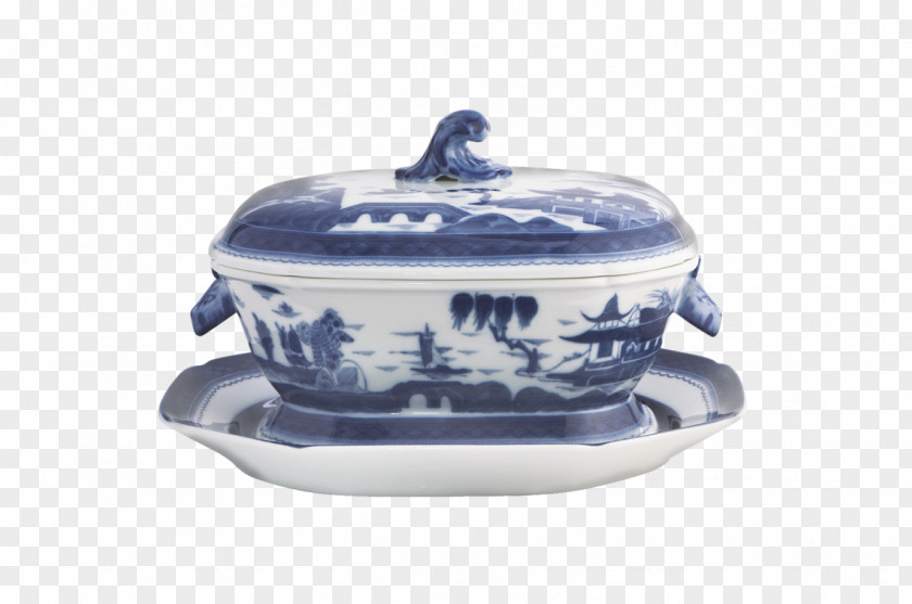 Blue China Plates Tureen Lid Ceramic Pottery Tableware PNG