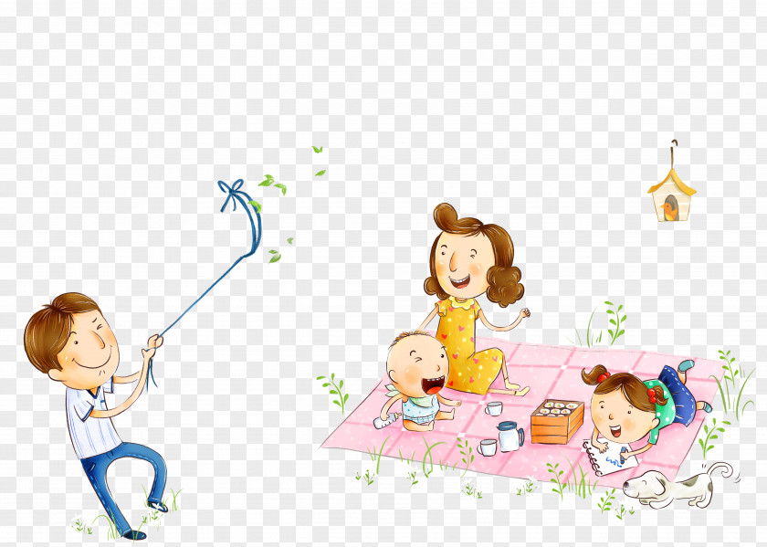 Cartoon Family Play Child Parent Drawing PNG