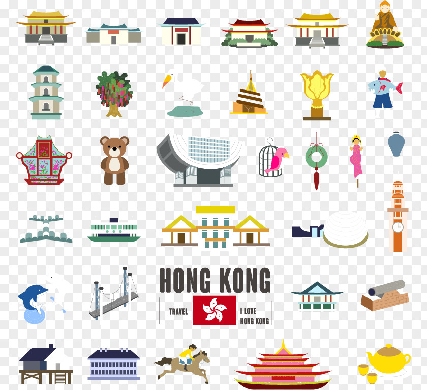 Hong Kong Tourism Vector Material Download PNG