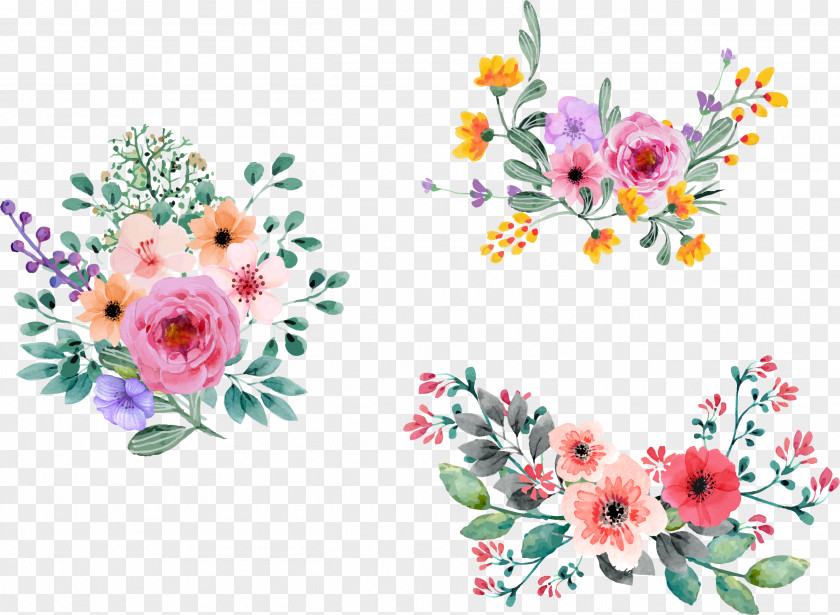 Vector Hand-painted Flowers Flower Bouquet Floral Design Cut Floristry PNG