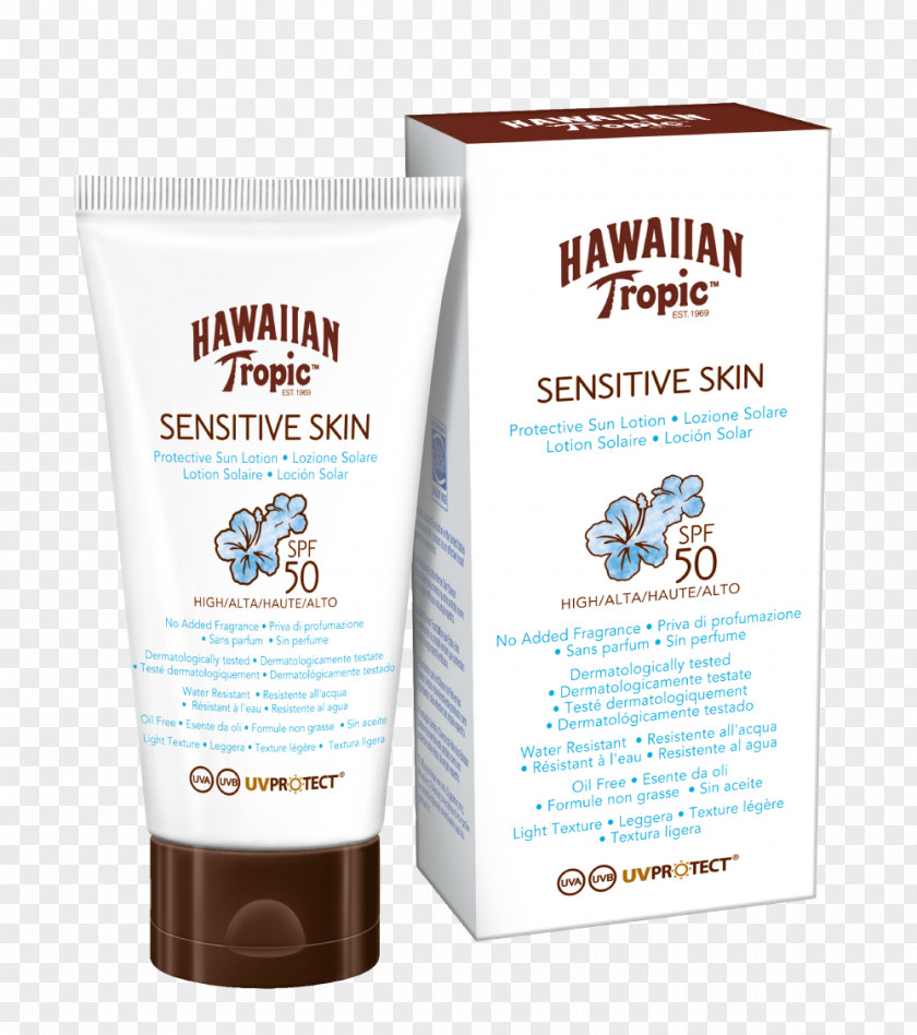 Face Sunscreen Lotion Factor De Protección Solar Hawaiian Tropic Skin PNG