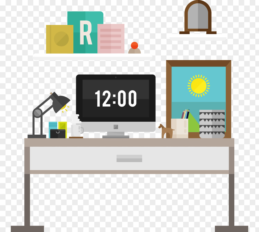 Hand Drawn Computer Desk Lamp Pattern Desktop PNG