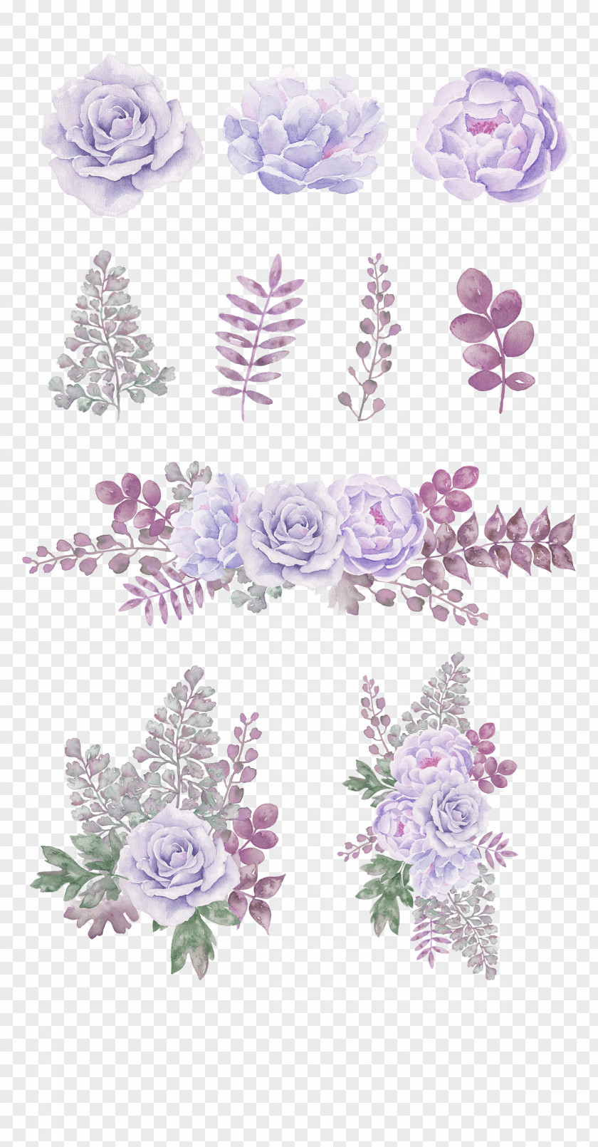 Lavender Fresh Flowers Decorative Patterns Download PNG