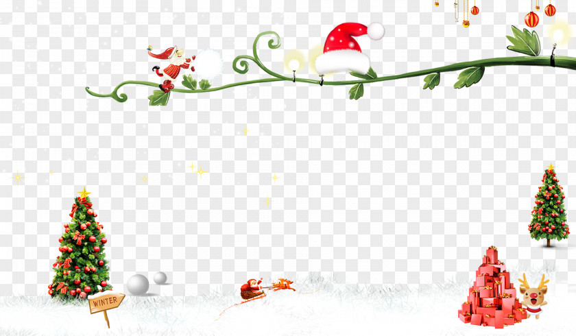 Christmas Decorative Background Material Tree Santa Claus Ornament PNG