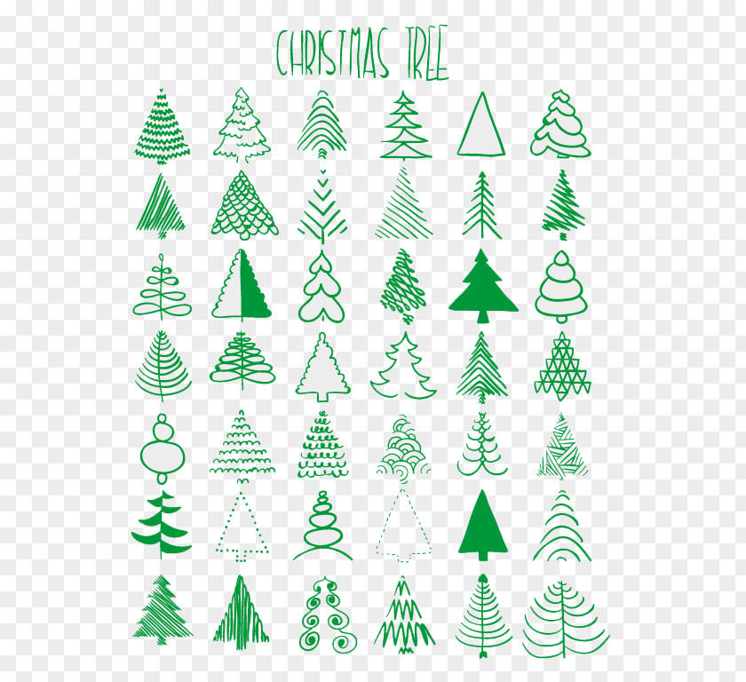 42 Of Green-painted Christmas Tree Vector Material Drawing Clip Art PNG