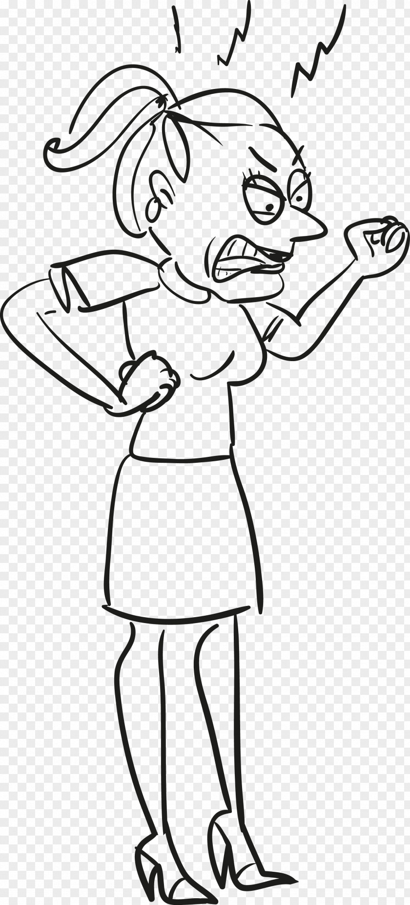 Angry Women; Hand Drawn Expressions; Character Vectors Cartoon Facial Expression Anger Clip Art PNG