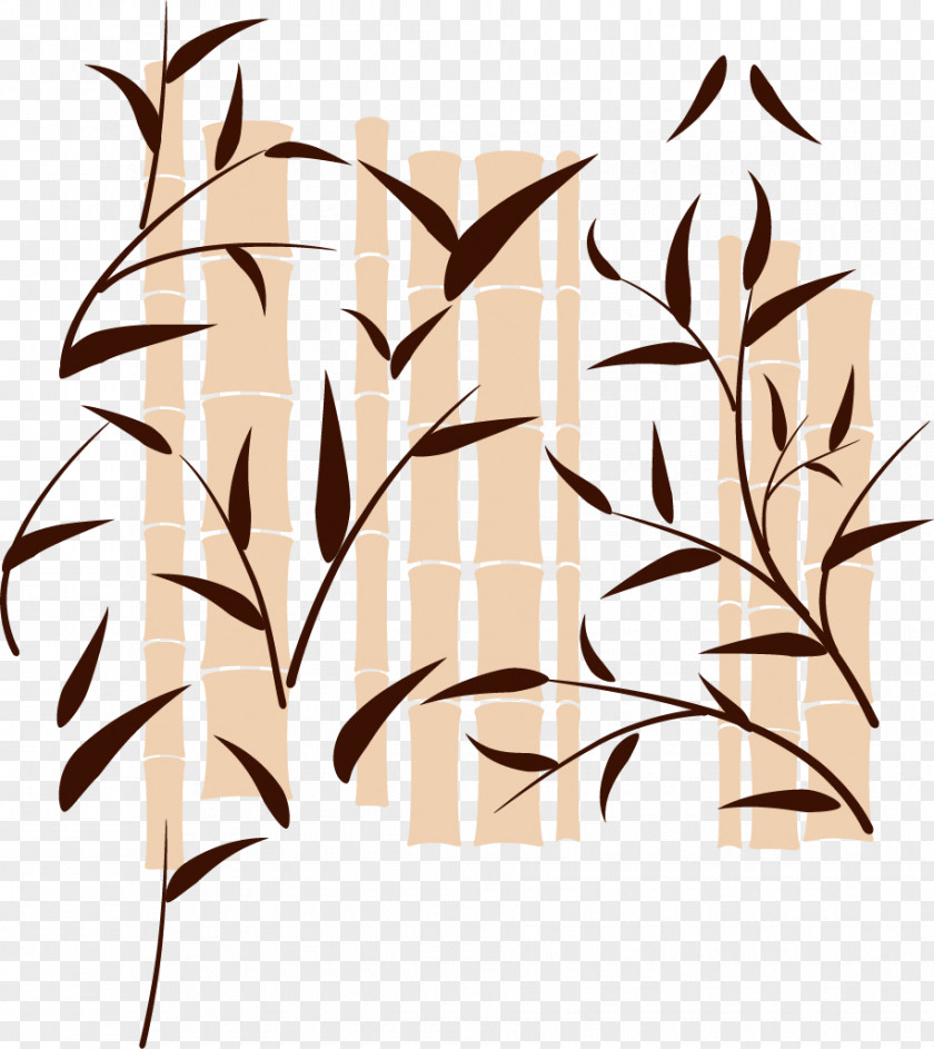 Vector Hand-painted Bamboo Water Drawing Clip Art PNG