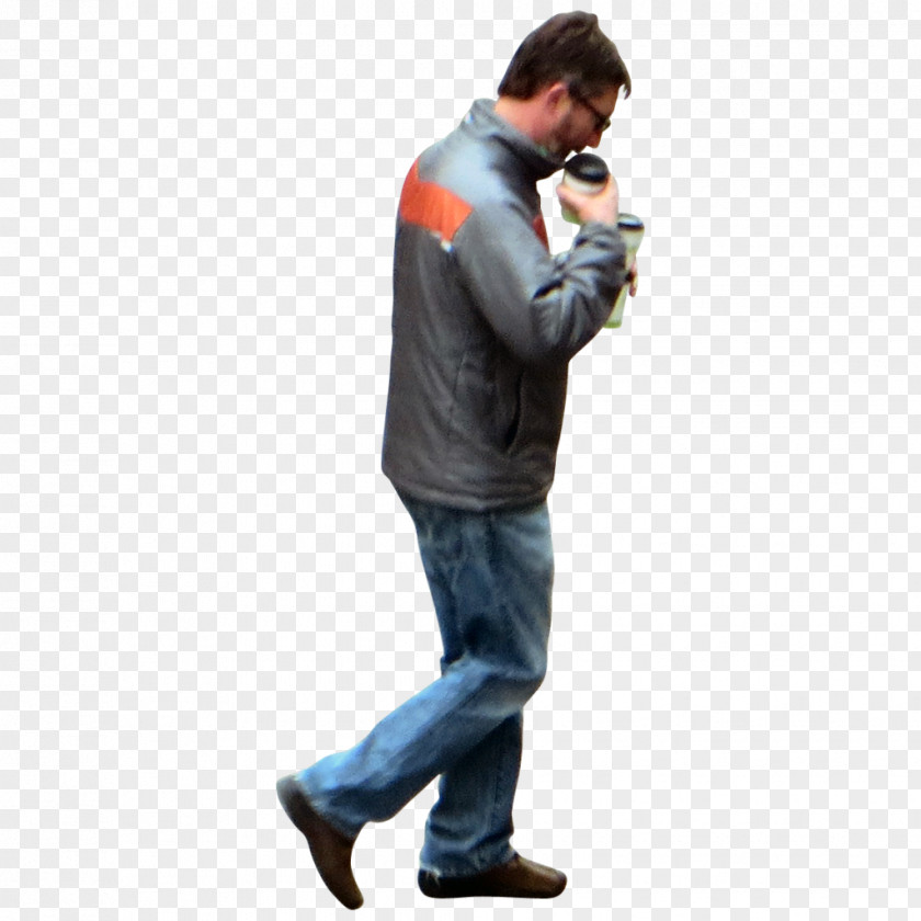 Walking Man Coffee Jeans Drink Jacket PNG