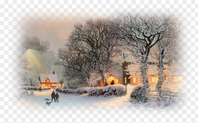 Santa Claus Christmas Card Snow Village PNG