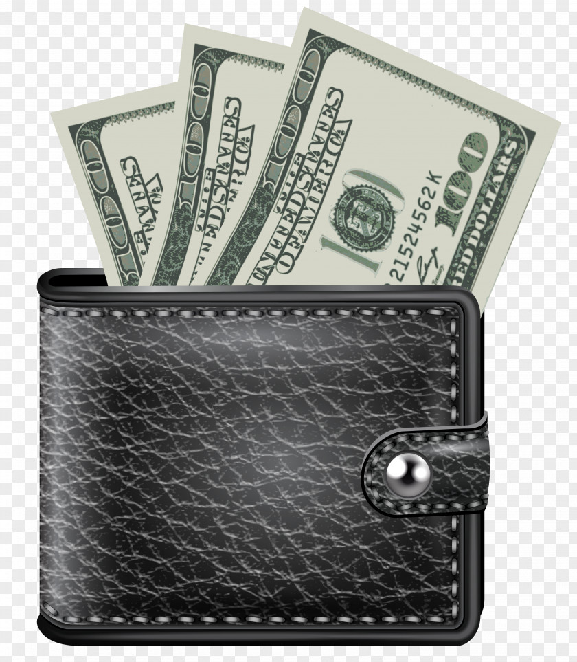 Black Wallet With Money Clipart Clip Art PNG