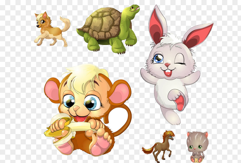 Creative Tortoise Rabbit Monkey Cartoon Royalty-free Clip Art PNG