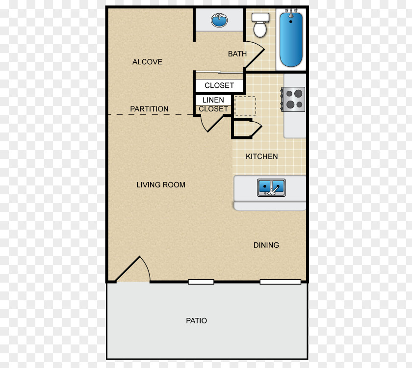 Hand Drawn Color Eastwood Apartment Homes Floor Plan Bedroom PNG