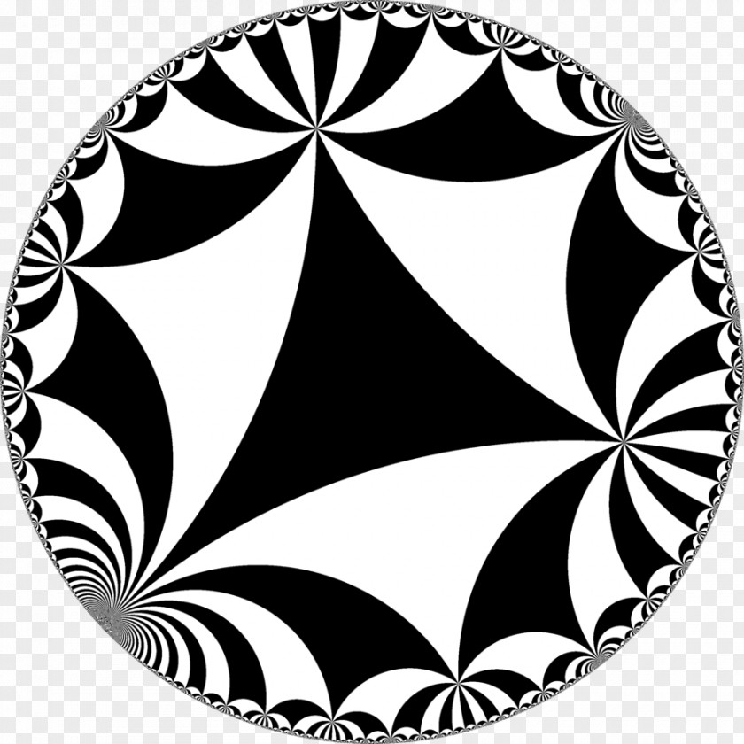 Plane Hyperbolic Geometry Tessellation Space Poincaré Disk Model PNG