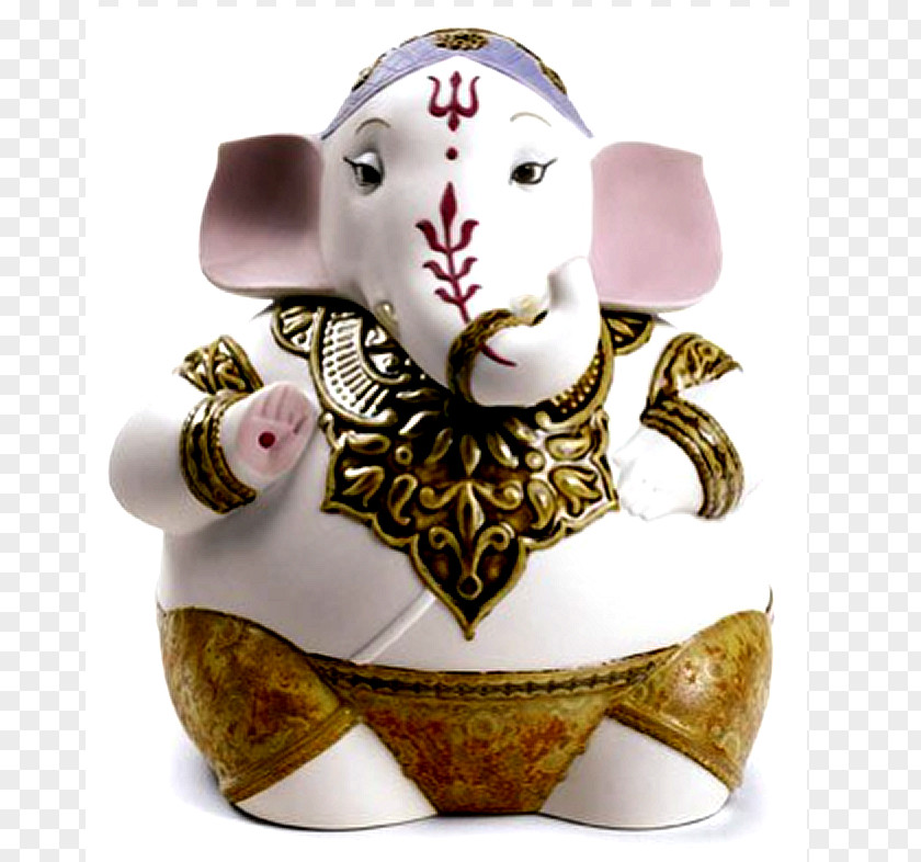 Goddess Lakshmi Ganesha Figurine Lladró Porcelain Statue PNG