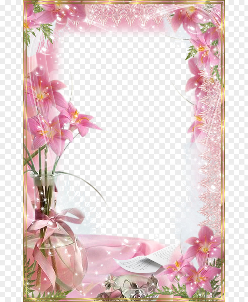 Pink Lily Flowers Border Material Picture Frames PNG