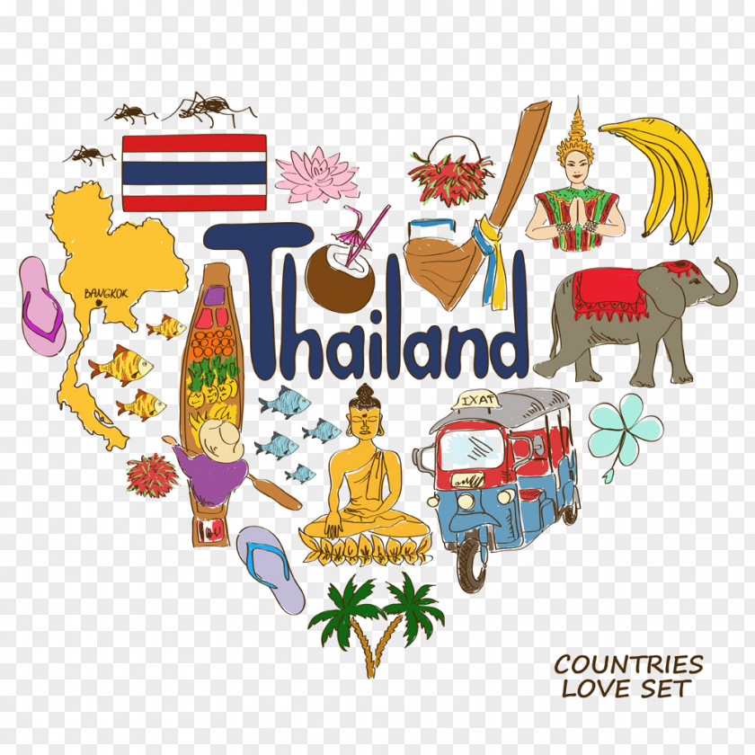 Thailand Element Heart Symbol Illustration PNG