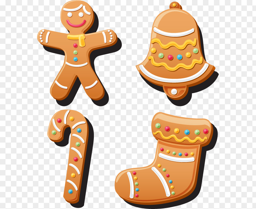 Four Cartoon Christmas Cookies Lebkuchen Cookie Clip Art PNG