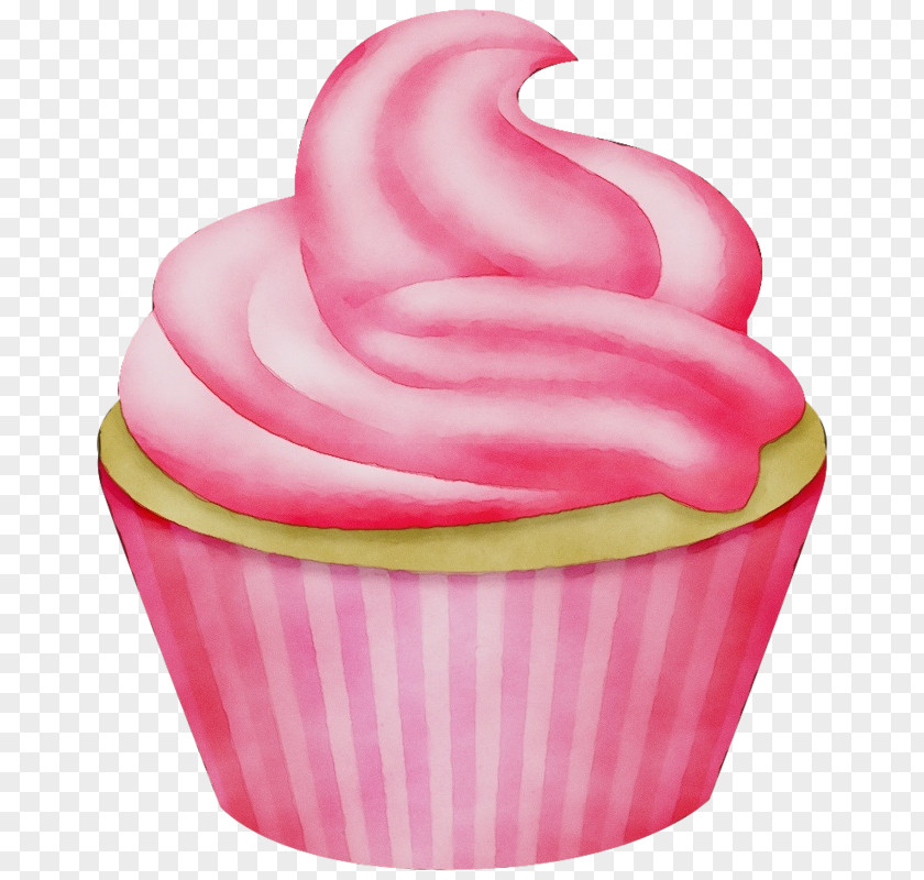 Buttercream Frozen Yogurt Pink Baking Cup Dessert Food Cupcake PNG