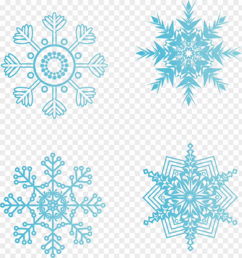Blue Snowflake Creative Euclidean Vector PNG
