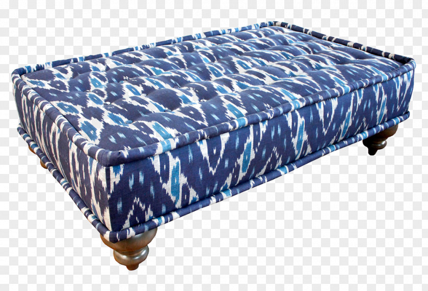 Dark Blue Pattern Bed End Stool Frame PNG