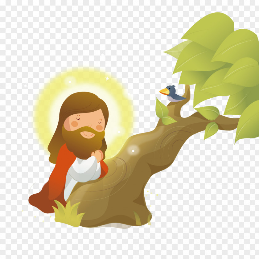 Under A Tree Praying Man Hands Prayer Illustration PNG