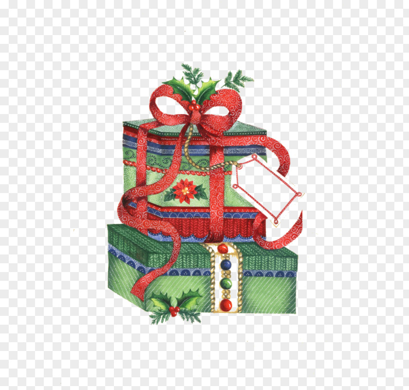 Green Gift Box Christmas Ornament Santa Claus PNG