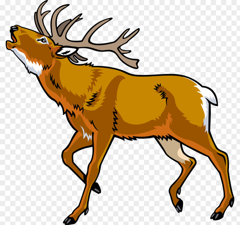 Hand-painted Cartoon Wild Deer Elk Red Clip Art PNG
