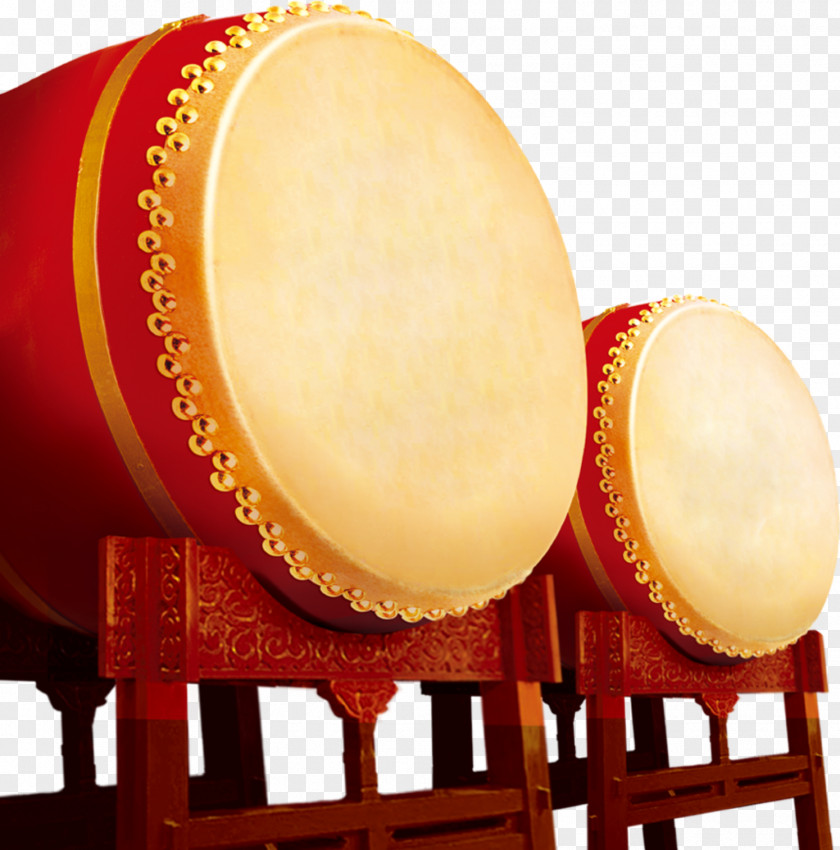 China Red Drum Chinese New Year Bass Drums PNG