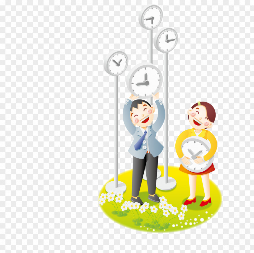 In The Play Clock Friends Graphic Design Cartoon Illustration PNG