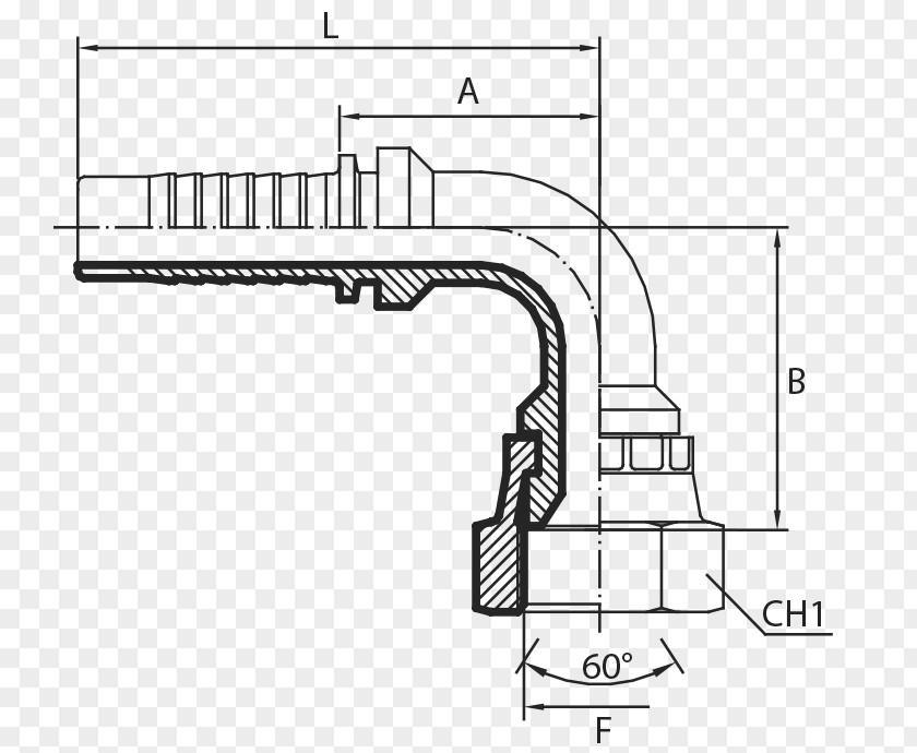 Jic Fitting O-ring Technical Drawing Hose Coupling Linkfluid Piping And Plumbing PNG