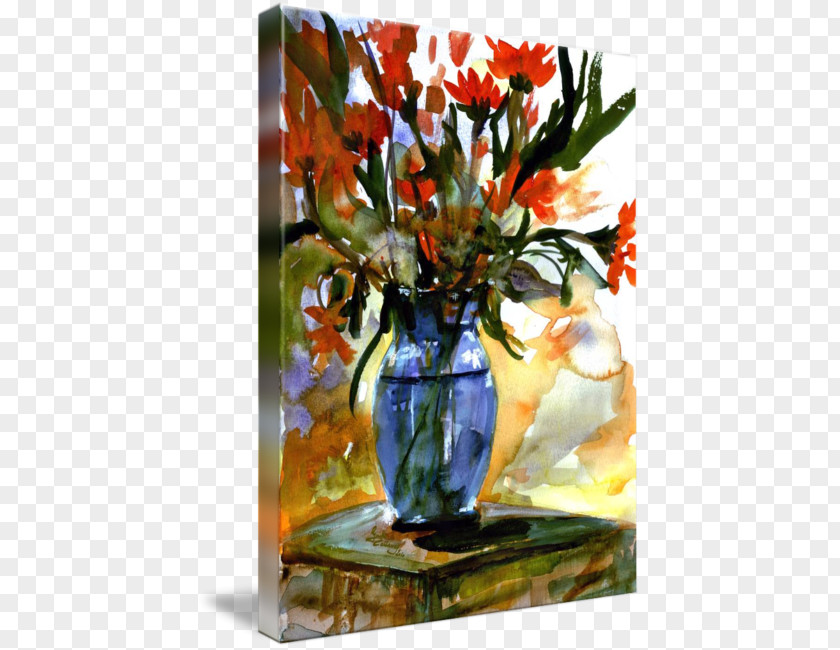 Watercolor-glass Floral Design Vase Watercolor Still Life Photography PNG