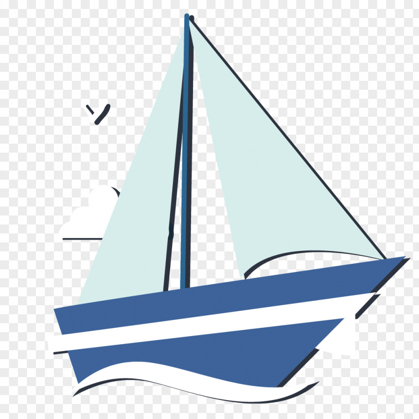 Blue Sailing Ornament Ship Sailboat PNG