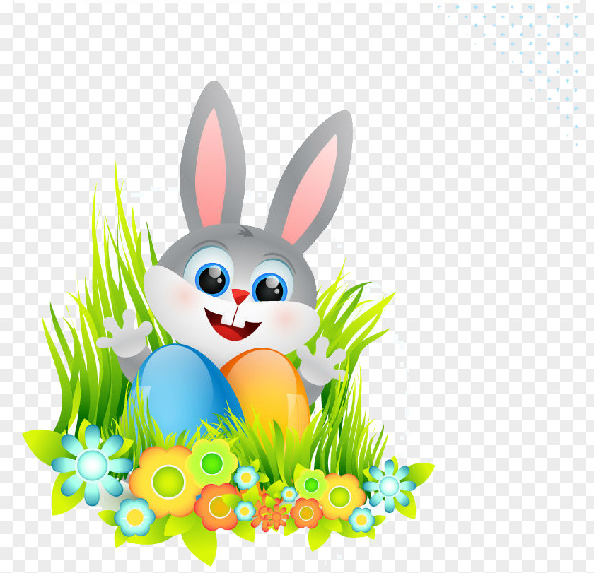 Cute Cartoon Bunny Easter Customs Clip Art PNG