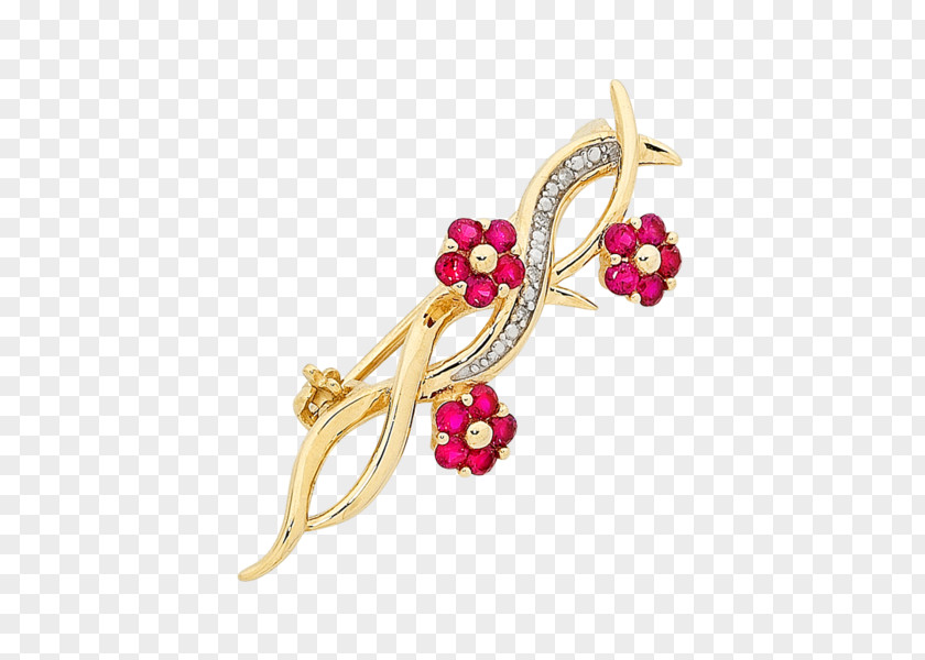 Effy Ruby Flower Ring Brooch Earring Gold Brisbane PNG
