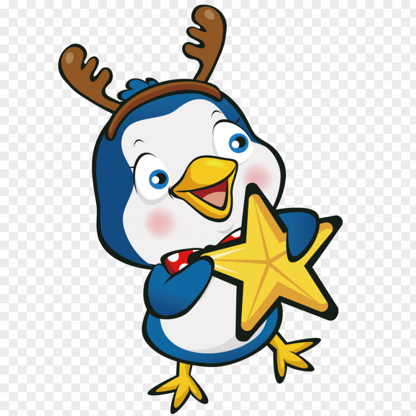 Penguins Holding Stars Clip Art PNG