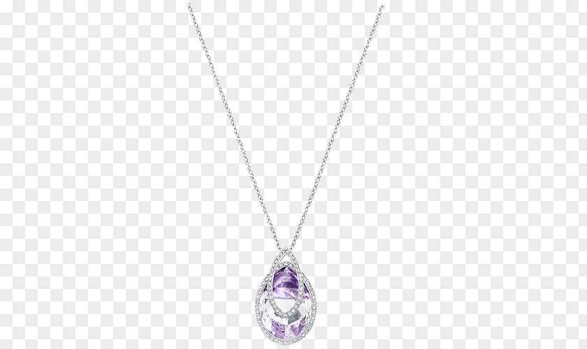 Swarovski Jewelry Women Necklace Purple Locket Chain Amethyst PNG