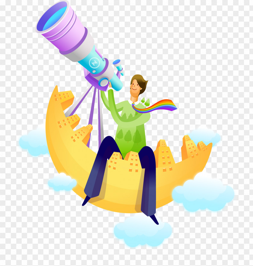 A Man With Telescope Stock Illustration Cartoon Royalty-free PNG